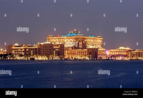 Emirates Palace Hotel At Night Abu Dhabi United Arab Emirates Stock