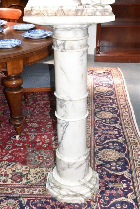 19th Century Variegated Marble Pedestal Column Pedestals Furniture