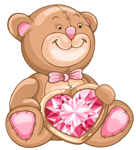 Transparent Teddy Bear With Diamond Heart Png Clipart Teddy Bear