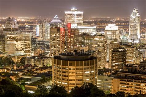 Montreal Downtown At Night Stock Image Image Of High 166899601