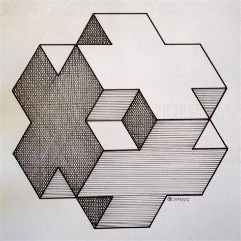 An Abstract Drawing With Lines In The Shape Of Hexagons