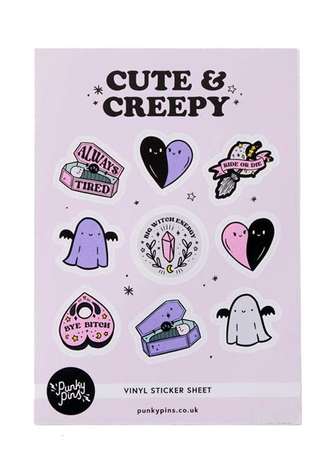 Punky Pins Cute And Creepy A5 Vinyl Sticker Sheet Attitude Clothing
