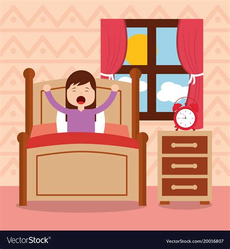 Girl In Bed Waking Up The Morning Royalty Free Vector Image