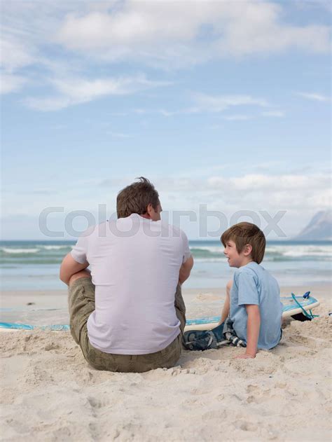 Father And Son At The Beach Stock Image Colourbox