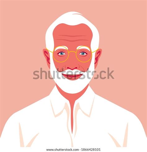 Portrait Old Man Beard Eyeglasses Avatar Stock Vector Royalty Free