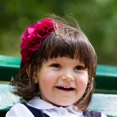 Cute Little Girl On Swing In The Playground Stock Image Image Of