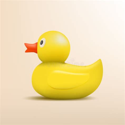 3d Rubber Yellow Bath Duck On Pastel Background Stock Vector