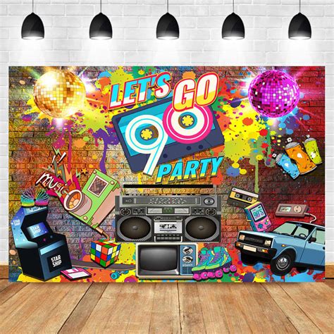 Neoback 90s Party Backdrop Graffiti Hip Pop Neon Glow 90s Background