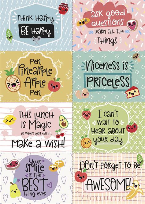 Free Printable Super Kawaii Lunchbox Notes Kids Lunch Box Notes