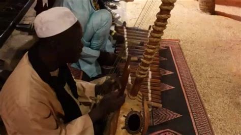 Joueur De Kora Djembé Et Balafon En Soirée Sur Nianing Au Sénégal
