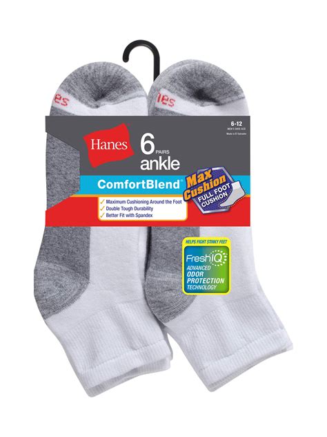 Hanes Hanes Comfort Blend Ankle Socks 6 Pack