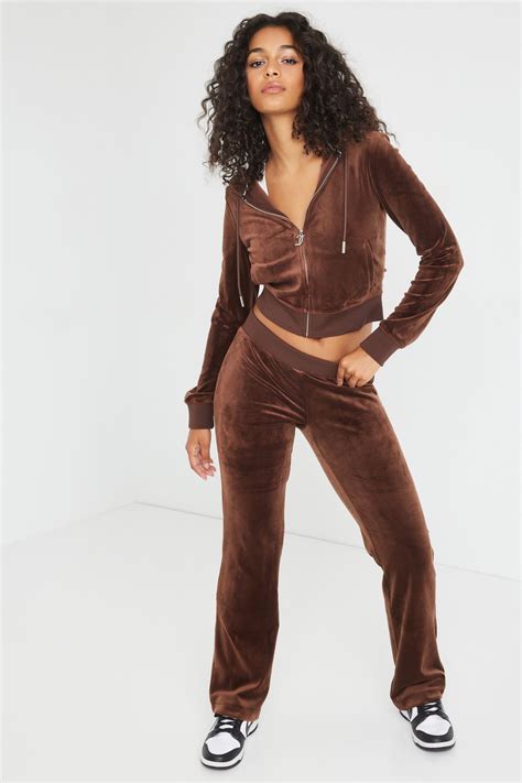 Garage Juicy Couture Og Big Bling Velour Track Pants In Brown Lyst