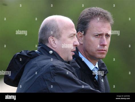 PORTSMOUTH'S NEW MANAGER ALAIN PERRIN WITH HIS PREDECESSOR VELEMIR