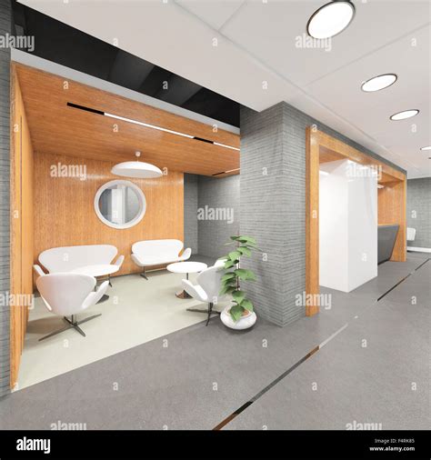 Office Lobby With A Reception Desk Visualization Stock Photo Alamy
