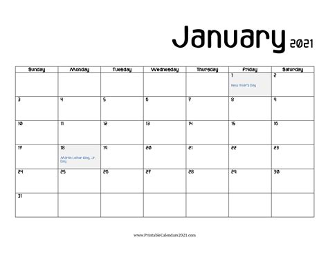 Use the free printable 2021 calendar to write down special dates and important events of 2021, use it on school, workplace, desk, wall, and. 65+ Printable Calendar January 2021 Holidays, Portrait ...