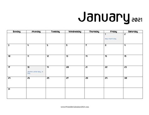This printable yearly 2021 calendar gives you complete knowledge about the day, events, and holidays. 65+ Printable Calendar January 2021 Holidays, Portrait, PDF, Blank