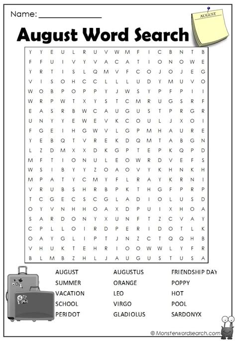 August Word Search