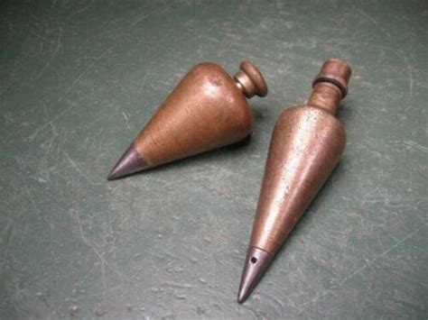Old Used Vintage Tools Brass Plumb Bobs Pair Two Types Antique Price