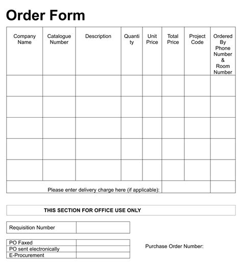 Printable Blank Order Form Template Printable Templates