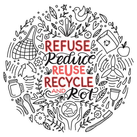 Reduce Reuse Recycle Drawing Illustrations Royalty Free Vector
