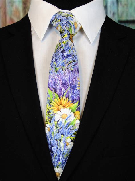 Mens Tie With Floral Colorful Floral Tie Available As A Extra Long Tie And A Skinny Tie