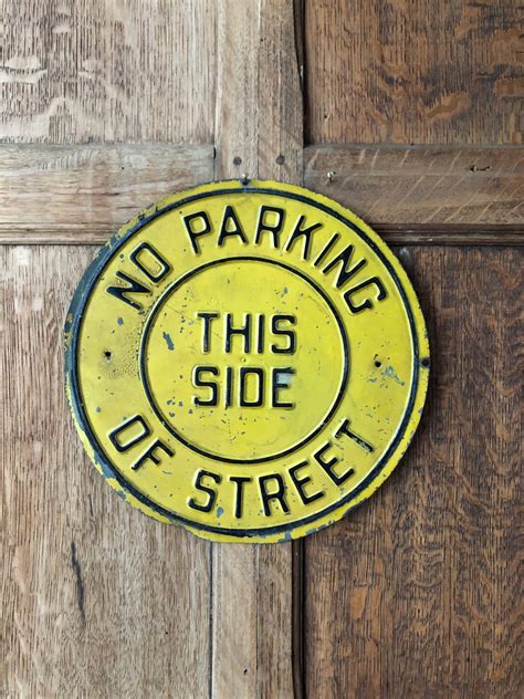 Vintage No Parking Sign, 1940s Milwaukee Traffic Sign, Black And Yellow ...