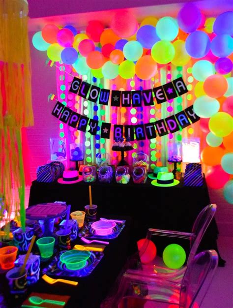 Neon Glow In The Dark Birthday Party Decor Ideas Idea 12th Birthday