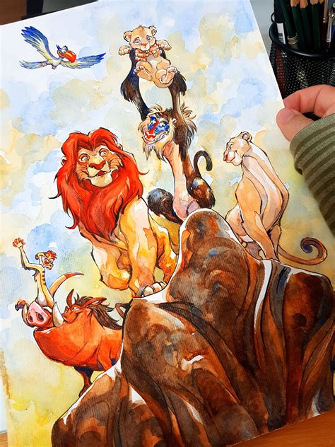 Watercolour The Lion King By Eduardo Francisco Lion King Drawings