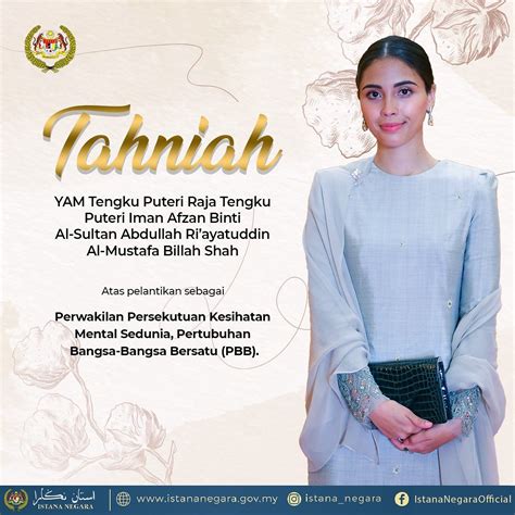 Merafak Sembah Tahniah Kepada Yam Tengku Puteri Raja Tengku Puteri Iman Afzan Binti Al Sultan