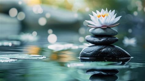 Premium Photo Spa Still Life With Water Lily And Zen Stone In A