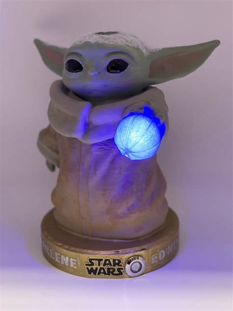 Baby Yoda Grogu Lamp With Personalized Base Etsy