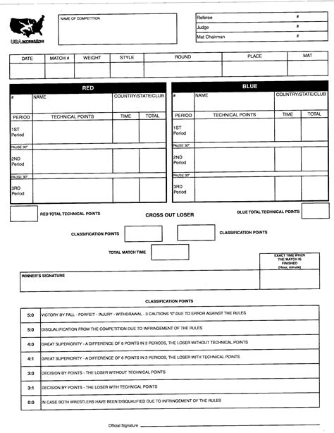 Free Printable Wrestling Bout Sheets Printable Templates