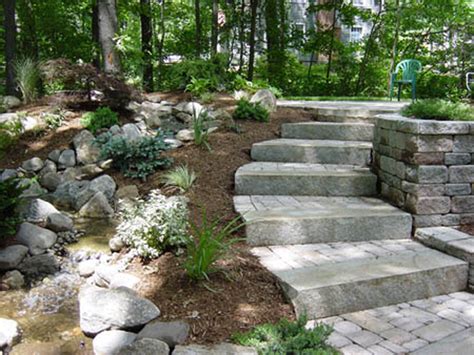 Other manifestation such as coloured nosing and tactile strips for the visually impaired may be incorporated on landings to mark the start of the downstairs flight. Stone Steps, Stairs & Landings in Connecticut | Outdoor ...