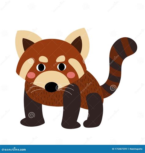 Red Panda Animal Cartoon Character Vector Illustration Stock Vector