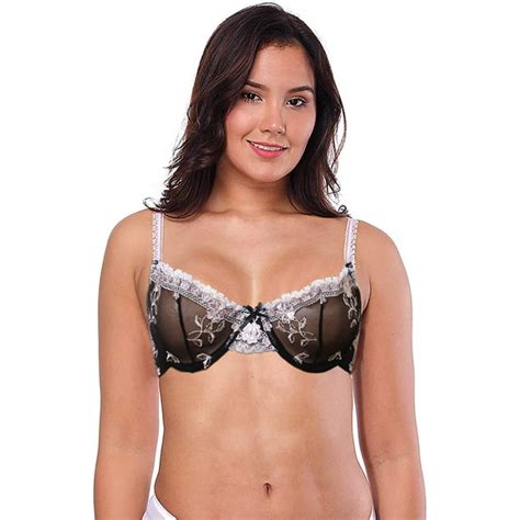 Dirie See Through Bra For Women Sheer Unlined Lingerie Floral Lace Bras Mesh Non Padded