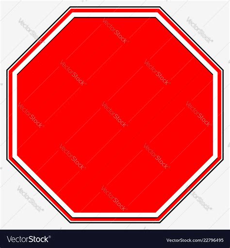 Blank Stop Sign Blank Red Octagonal Prohibition Vector Image