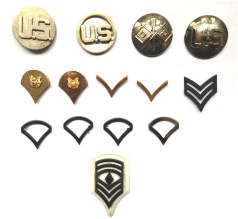 Vintage Lot Of 14 Original Military Rank Insignia Collar And Lapel Pins Ebay
