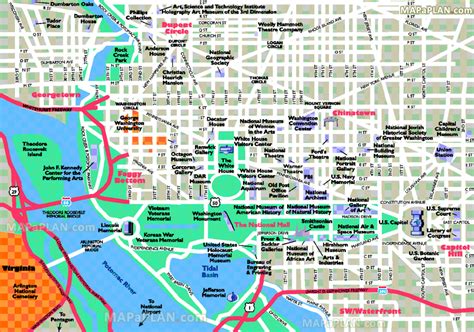 Washington Dc Downtown Map With Regard To Printable Map Of Downtown