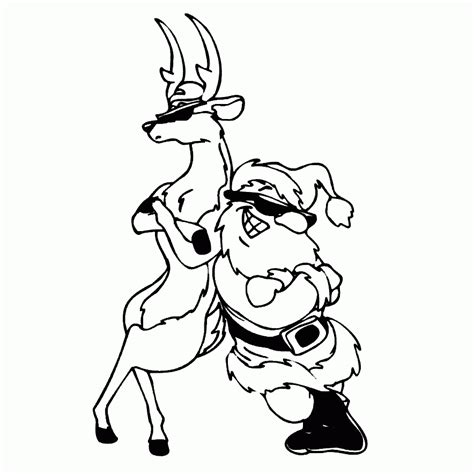Coloring Page Of Santa And His Reindeer Pics Of Santa And His Reindeer