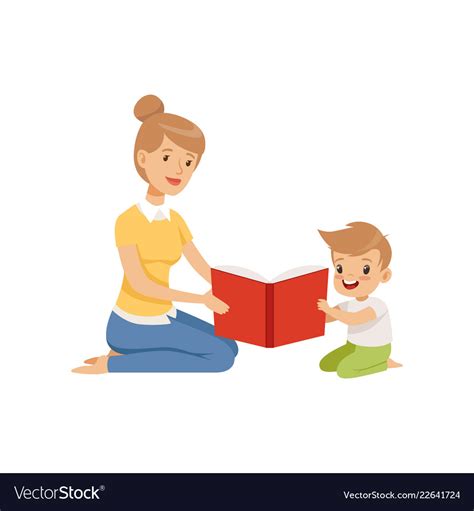 mother reading a book to her little son royalty free vector