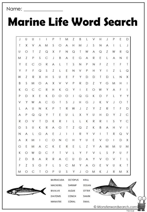 Marine Life Word Search In Life Words Marine Life Free Printable Word Searches