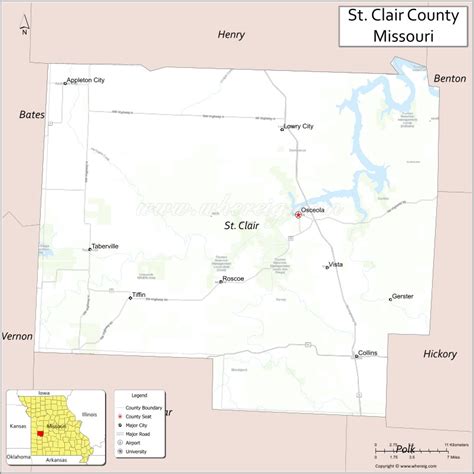 Map Of St Clair County Missouri Showing Cities Highways And Important