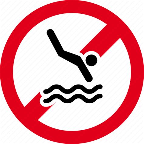 Caution Dive Forbidden No Restricted Warning Water Icon