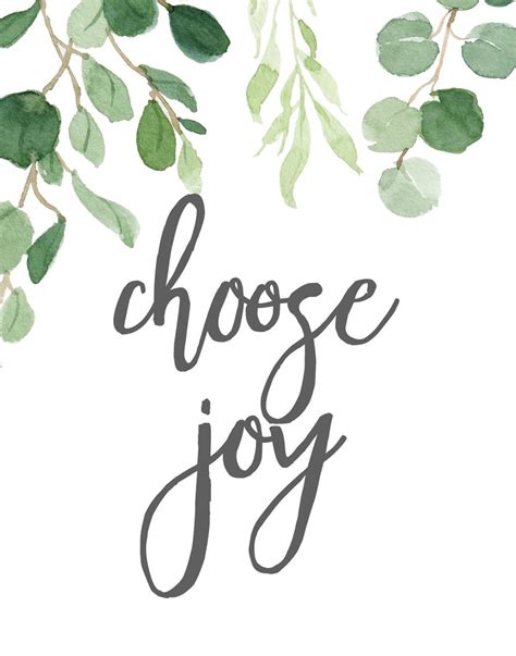 Choose Joy Printable Art Choose Joy Sign Greenery Print Etsy