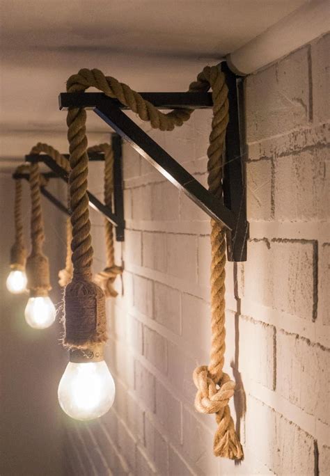 Rope Pendant Light Wooden Pendant Lighting Rustic Lighting Diy