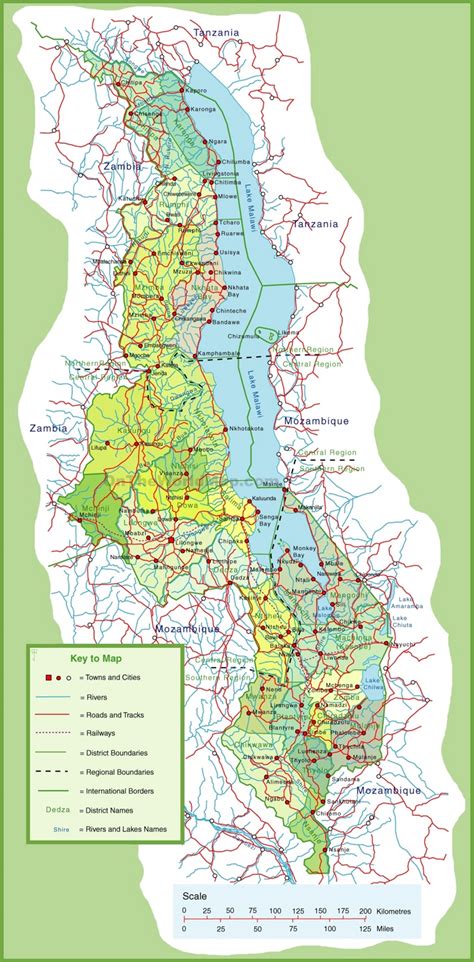 Large Detailed Map Of Malawi