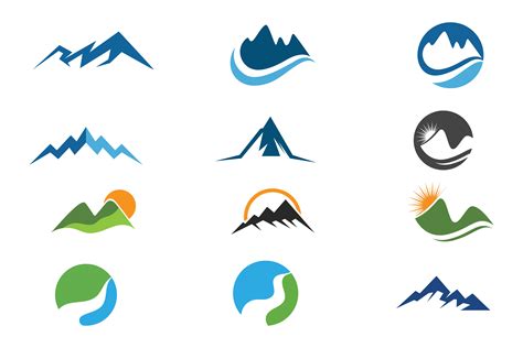 Mountain And Wave Logo And Symbol Set Graphic By Alby No · Creative Fabrica