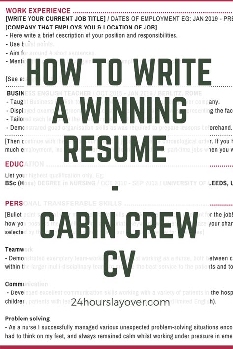 Maybe you would like to learn more about one of these? Cabin Crew CV - how to write a winning resume | Flight ...