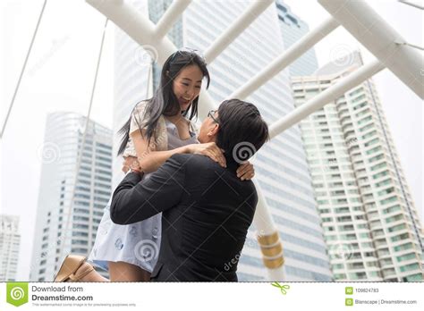 Asian Couple Enjoy Valentine Day In Town Stock Image Image Of Girlfriend Hair 109824783
