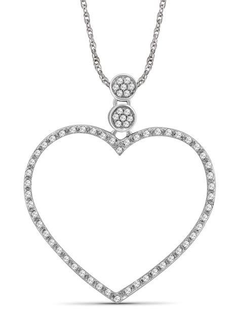 Jewelersclub 1 4 Carat T W White Diamond Open Heart Sterling Silver Pendant 18